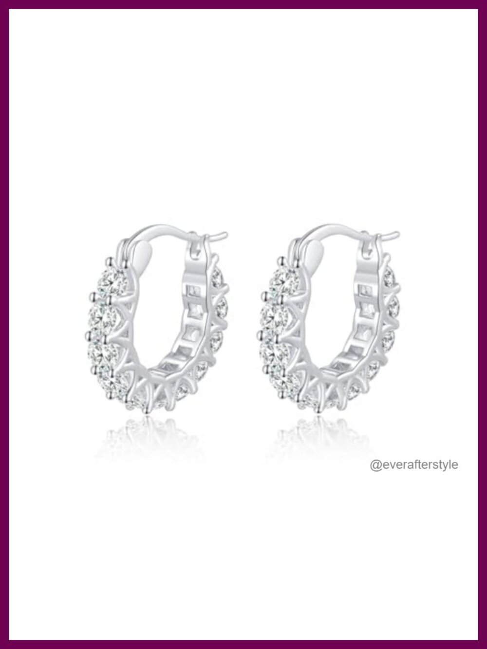 Sterling Silver Huggie Hoop Earrings with Simulated High Carbon Diamond